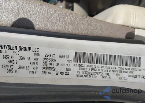 2012 Dodge Durango Crew from USA, damaged, VIN 1C4RDHDG7CC257225